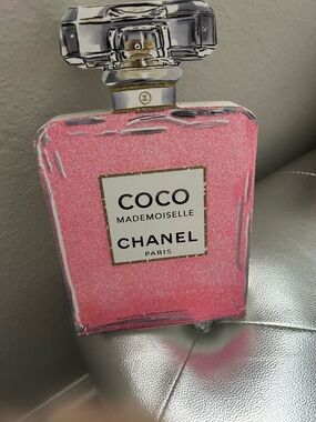 Pink Glitter Mademoiselle Bottle Wall Art